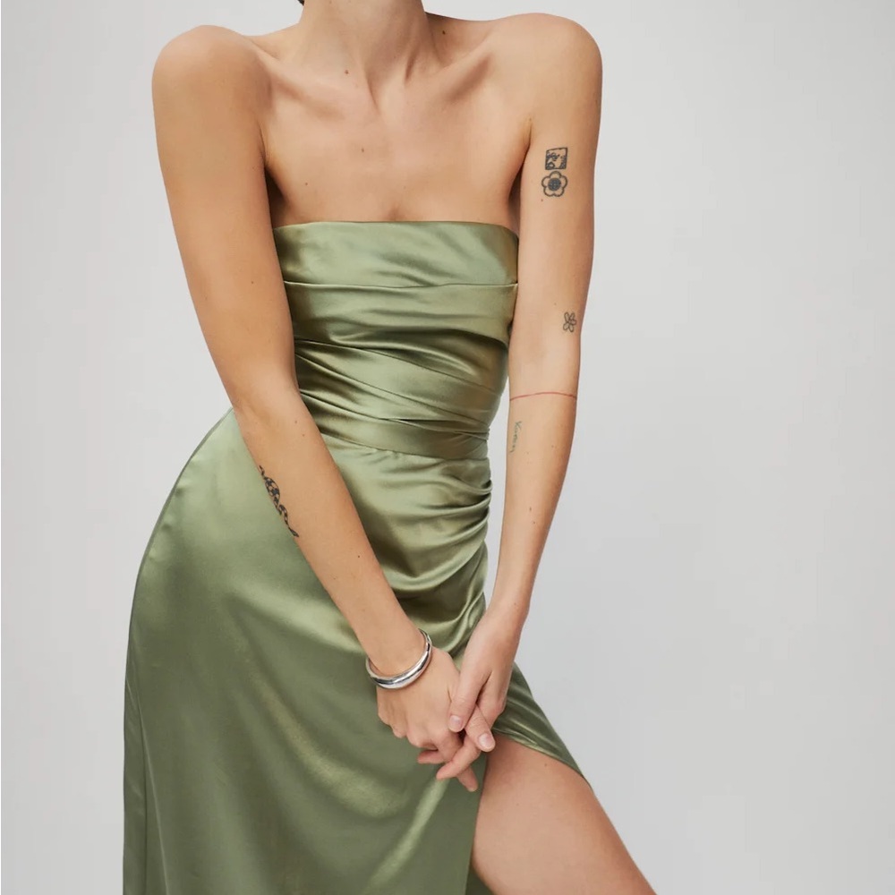 Reformation Strapless Green Dress